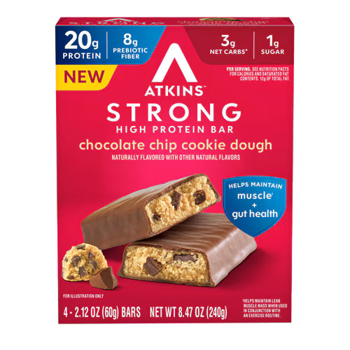 Atkins Strong High Protein Bar Chocolate Chip Cookie Dough -- 4 Bars