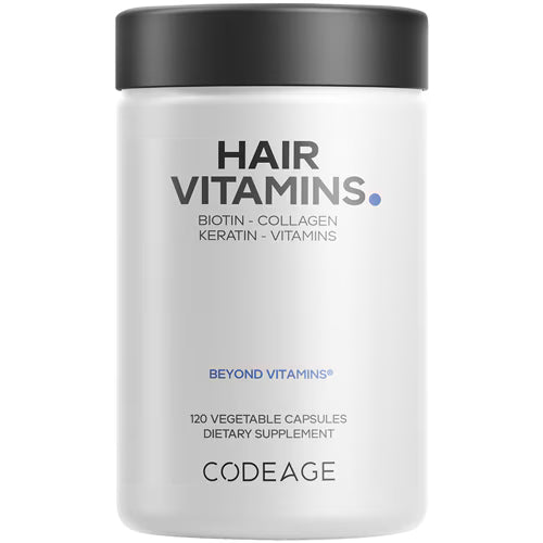 Codeage Hair Vitamins - Biotin 10000 mcg Keratin Collagen Zinc Inositol Supplement -- 120 Capsules