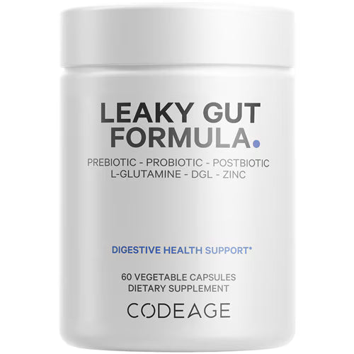 Codeage Leaky Gut Supplement - L-Glutamine Probiotics Vitamin D & Zinc - Vegan -- 60 Capsules