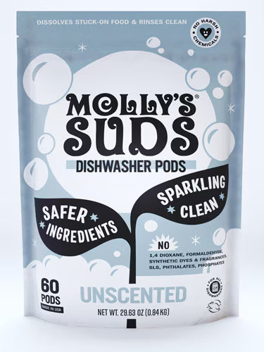 Molly's Suds Dishwasher Detergent Pods Unscented -- 60 Pods