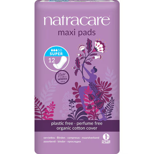 Natracare Organic & Natural Feminine Maxi Pads-Super -- 12 Pads