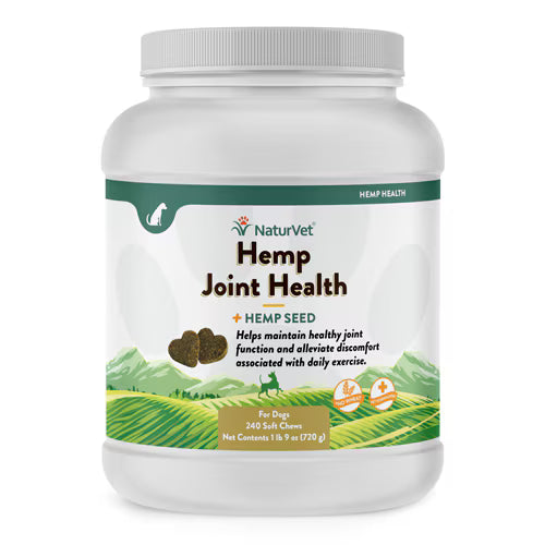 NaturVet Hemp Joint Health Plus Hemp Seed for Dogs -- 240 Soft Chews