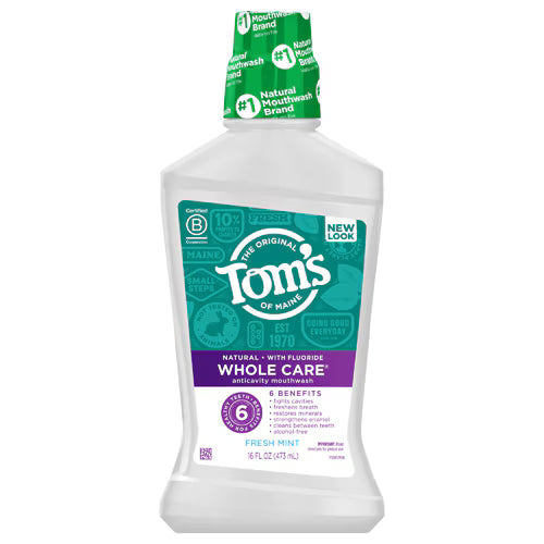 Tom's of Maine Whole Care Natural Mouthwash with Fluoride Fresh Mint -- 16 fl oz