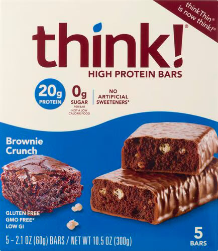 think! High Protein Bar Brownie Crunch -- 5 Bars
